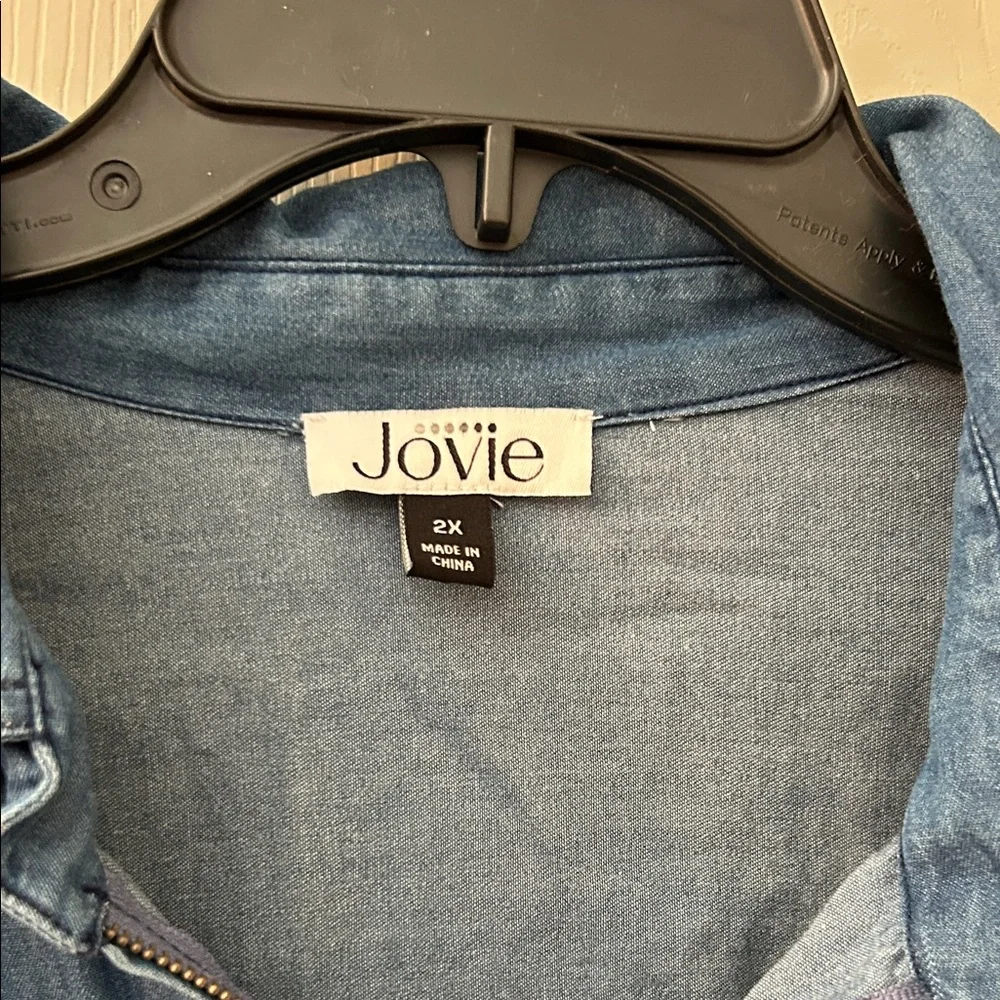 Blue Denim Ruffle Zip-Front Jacket - Picture 2 of 7
